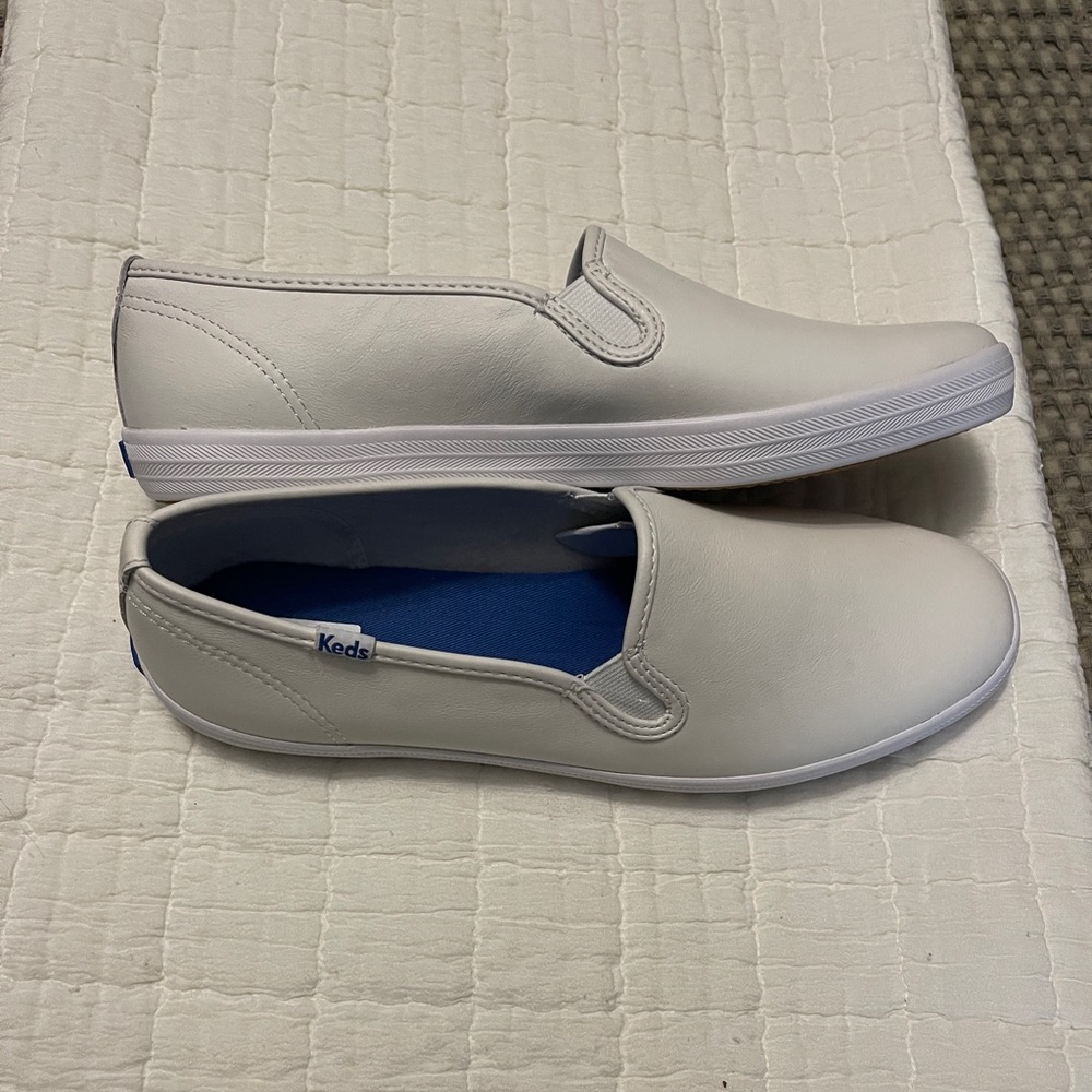 Keds white leather champion slip on size 10